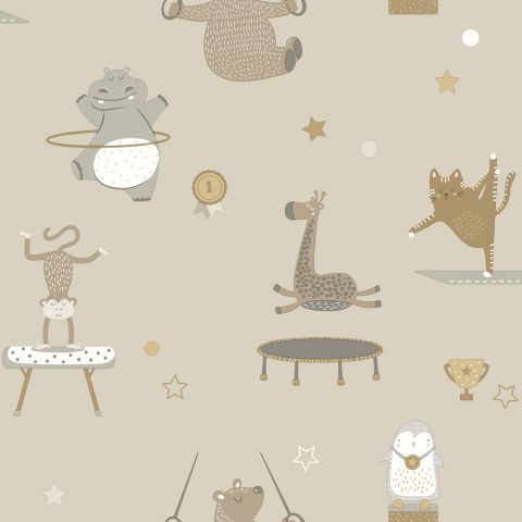 Dutch Wallcoverings - Animal Gymnastics Beige 13240