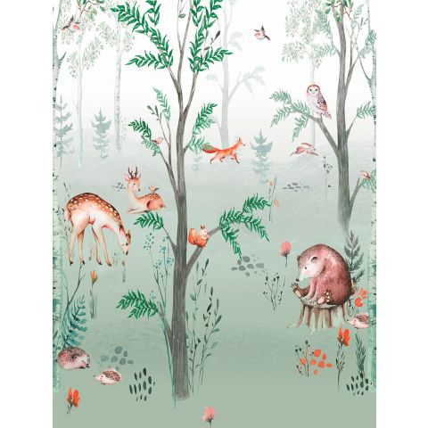 CUTE WALLS FOREST FRIENDS - MELACHITE GREEN CW6141-1