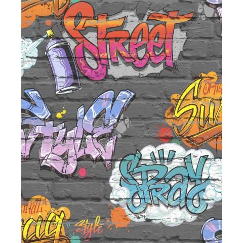 Dutch Wallcoverings Freestyle Graffiti Grijs