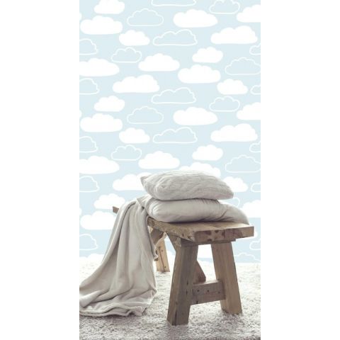 Clouds non-woven blue/white