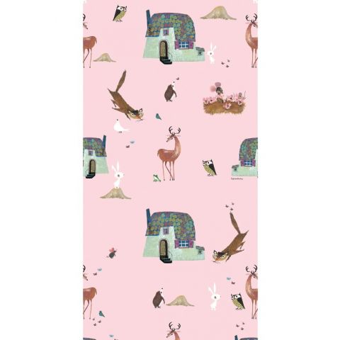 KEK Amsterdam -  Wonderwalls For Kids - Forest Animals Walpaper Pink WP-100